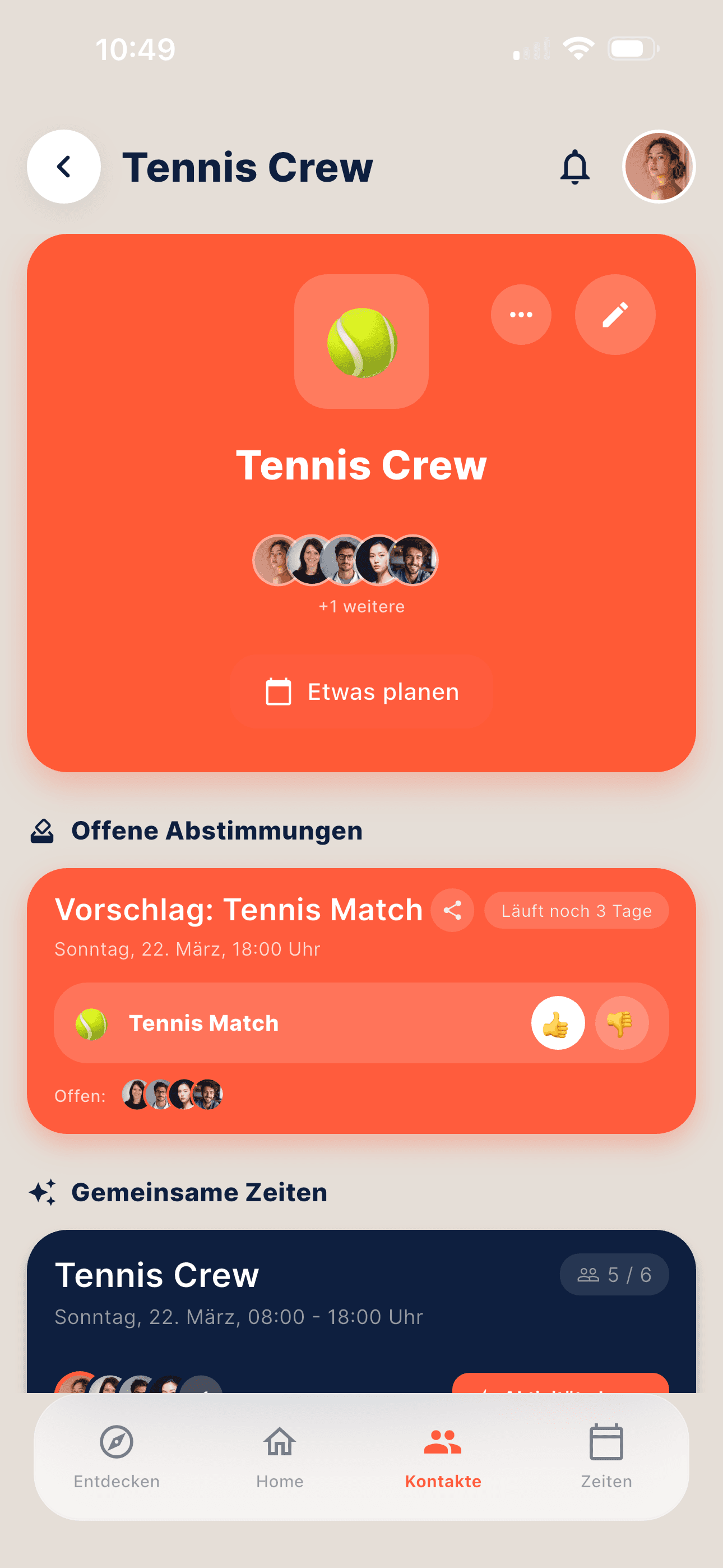 Gruppen-Detail mit Mitgliedern und Emoji